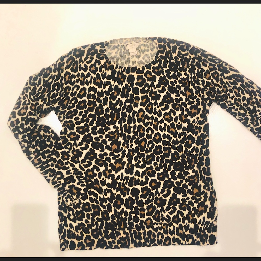 Jcrew leopard crew neck sweater